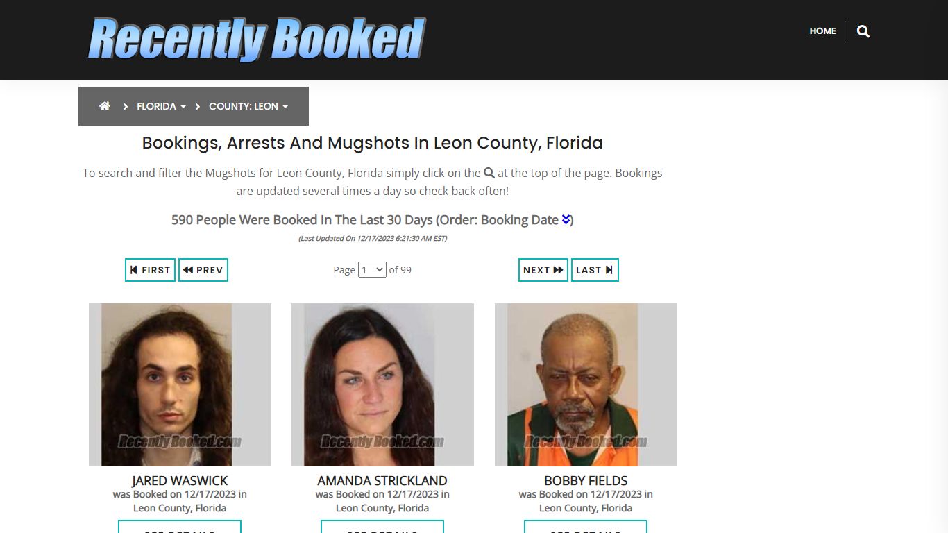 Recent bookings, Arrests, Mugshots in Leon County, Florida